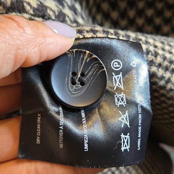 Anthropologie Bernardo Houndstooth Wool Blend Double-Breasted Handmade Blazer - Picture 9 of 17